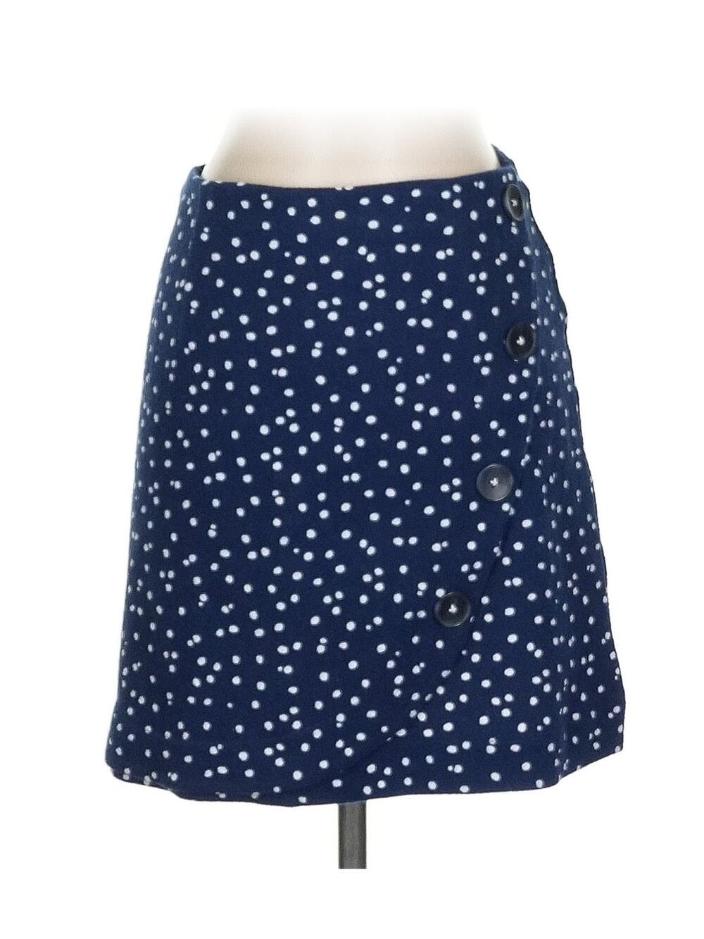 Maeve Anthropologie Blue Polka Dot Mini Skirt with Buttons NWT XL